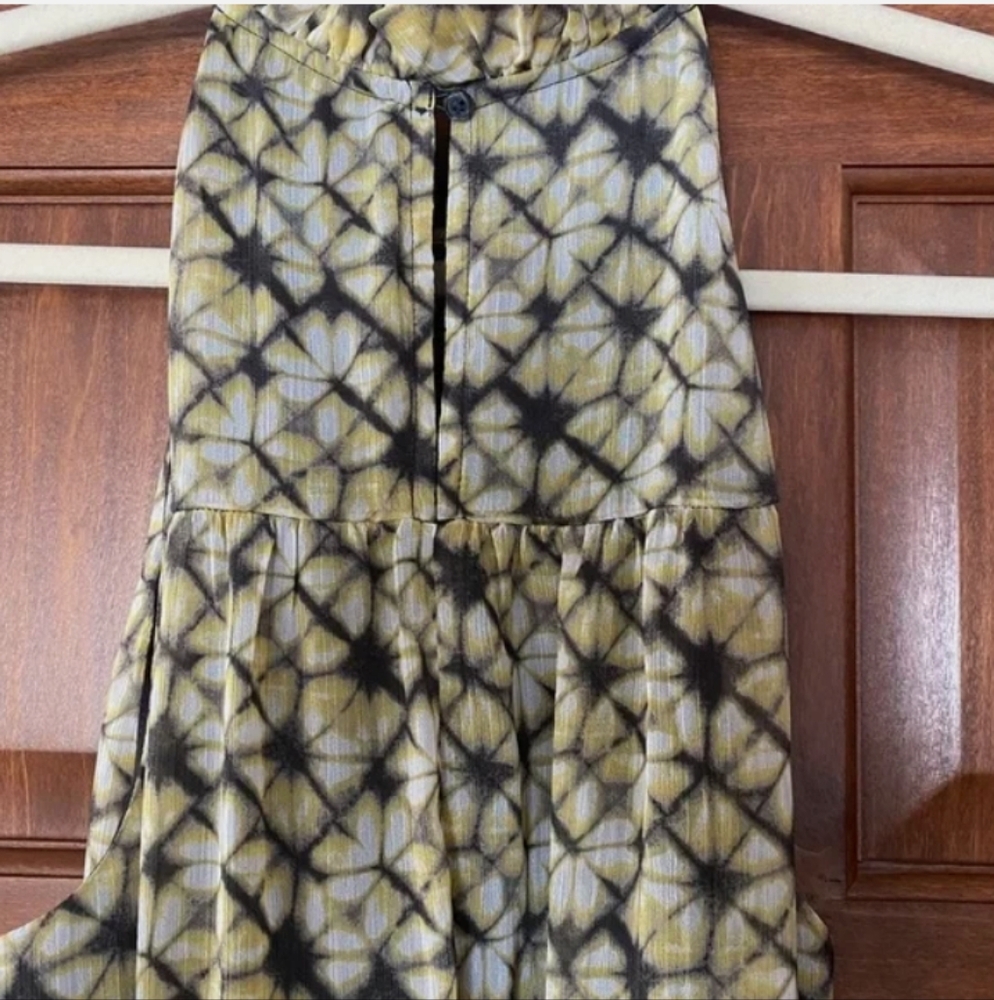 Banana Republic Ruffle Neck Abstract Print Maxi Dress Sz XL NWT - Picture 4 of 11